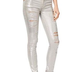 GUESS Sexy Curve Metallic Skinny Ripped Jeans